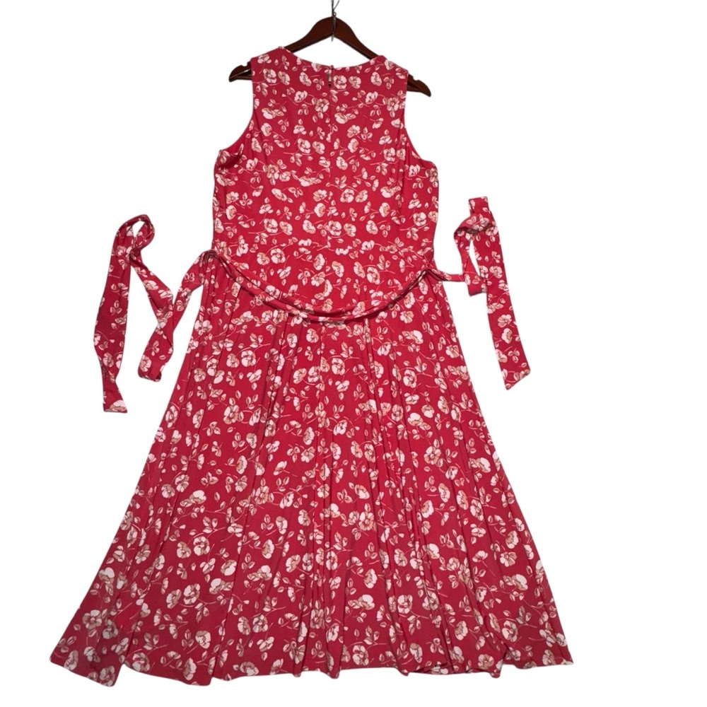 Lauren Ralph Lauren Sleeveless Pink Floral Tie-Waist Maxi Dress Size 16 - Picture 12 of 15
